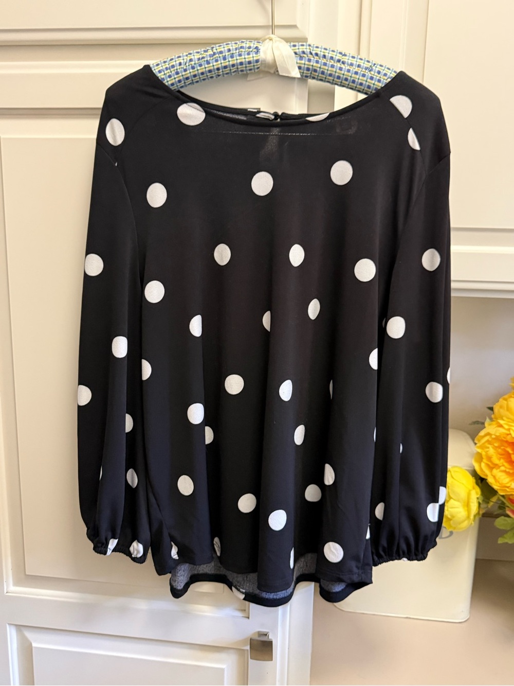 Adrianna Papell Black Blouse-Style Skirt with White Polka Dots